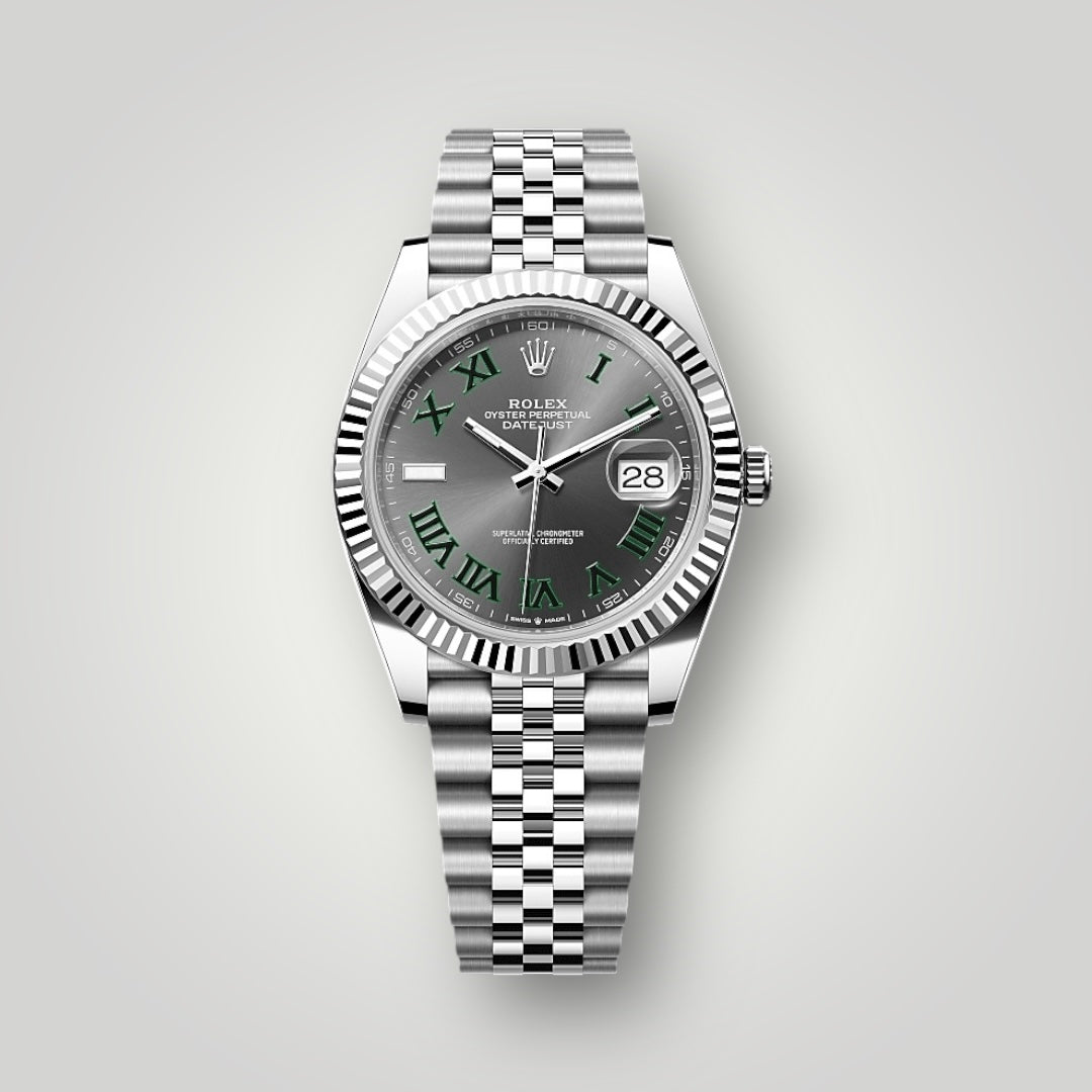 Rolex Datejust Wimbledon 41mm 126334 Slate Grey Green Roman Dial Jubilee Bracelet ( 2023 )