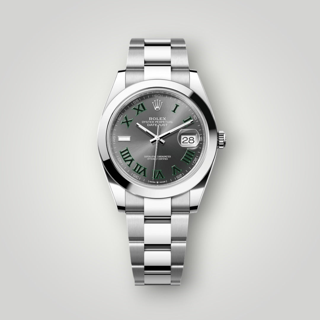 Rolex Datejust Wimbledon 41mm 126300 Slate Grey Green Roman Dial Oyster Bracelet ( 2025 )