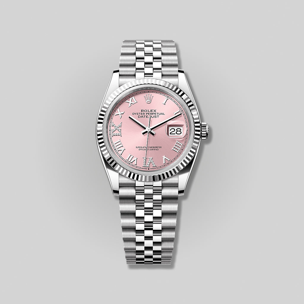 Rolex Datejust 36mm 126234 Pink Roman with Diamonds VI and IX Jubilee Bracelet ( 2025 )