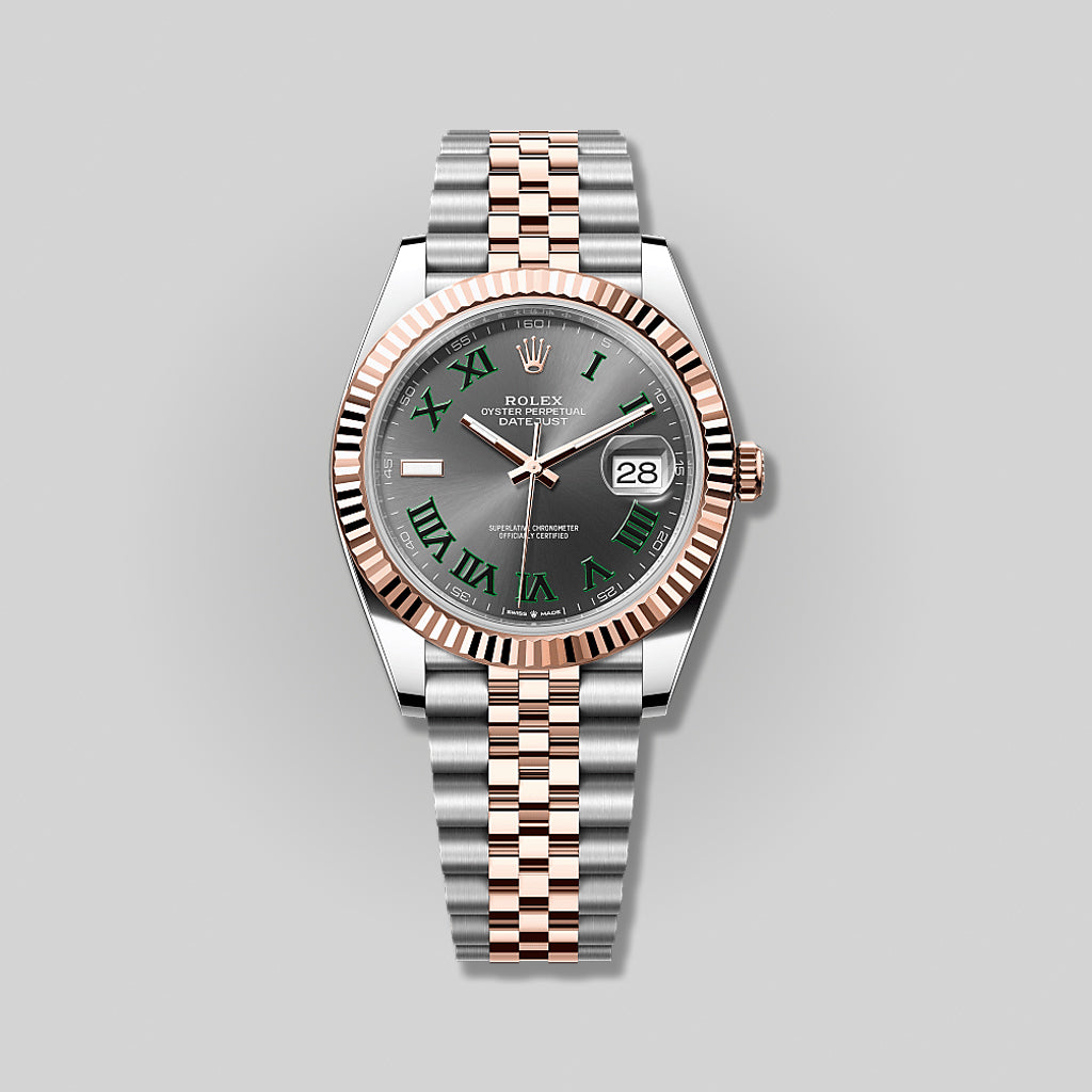 Rolex Datejust Wimbledon 41mm 126331 Steel and Rose Gold Slate Grey Green Roman Dial Jubilee Bracelet ( 2021 )