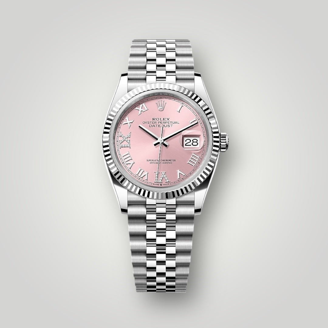 Rolex Datejust 36mm 126234 Pink Roman with Diamonds VI and IX Jubilee Bracelet ( 2025 )