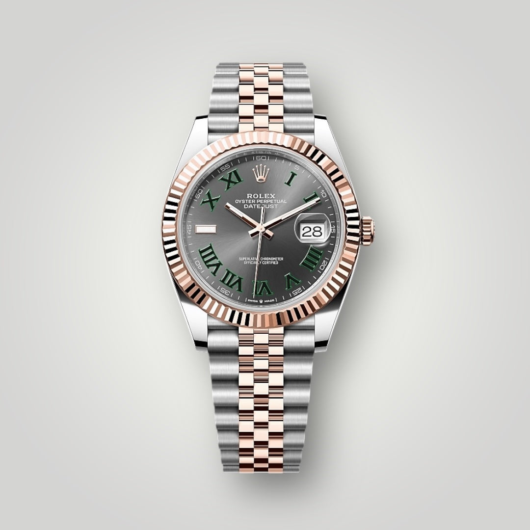 Rolex Datejust Wimbledon 41mm 126331 Steel and Rose Gold Slate Grey Green Roman Dial Jubilee Bracelet ( 2021 )