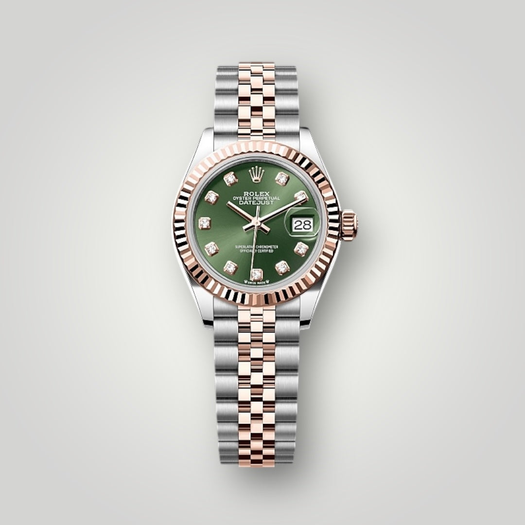 Rolex Lady Datejust 28mm 279171 Steel and Rose Gold Olive Green Diamond Dial  ( 2025 )
