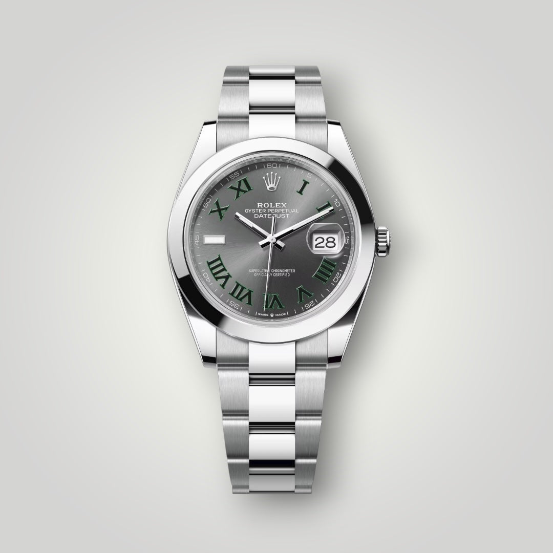 Rolex Datejust Wimbledon 41mm 126300 Slate Grey Green Roman Dial Oyster Bracelet ( 2025 )