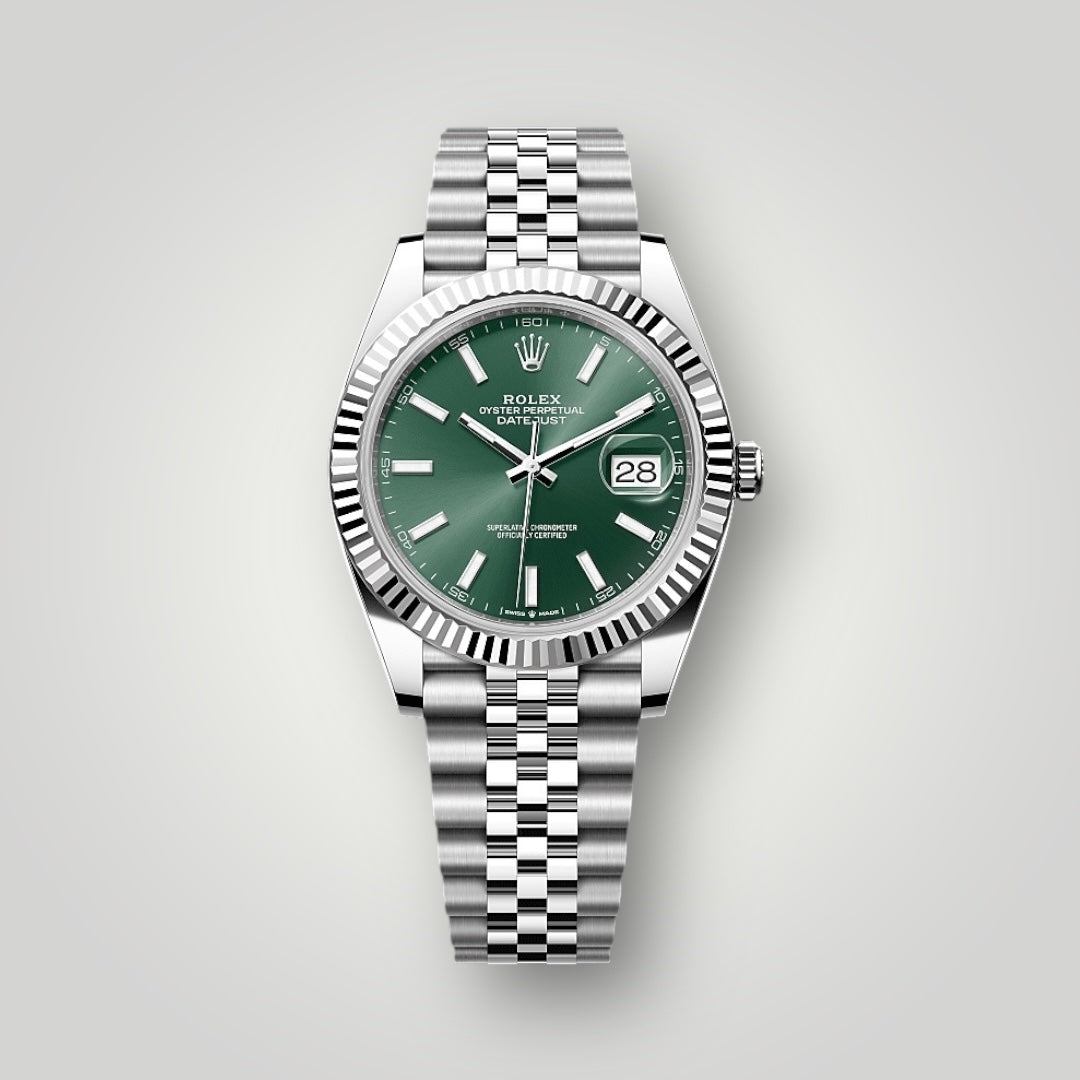 Rolex Datejust 41mm 126334 Mint Green Index Dial Jubilee Bracelet ( 2025 )
