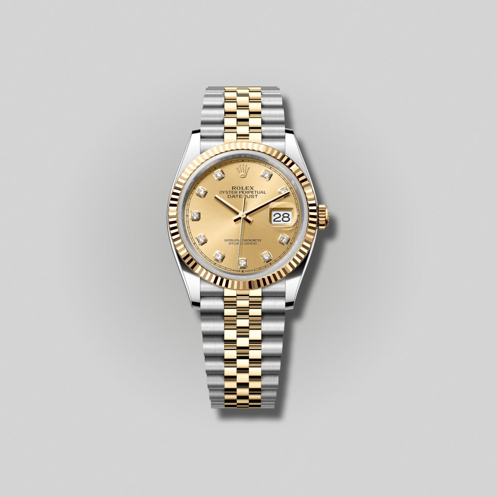 Rolex Datejust 36mm 126233 Steel and Yellow Gold Champagne Diamond Dial Jubilee Bracelet ( 2025 )