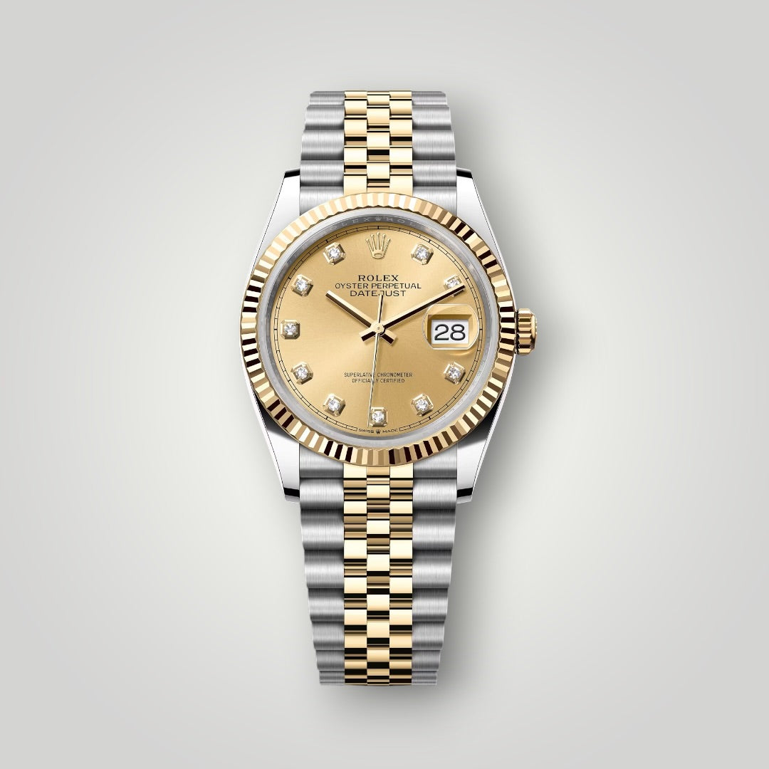 Rolex Datejust 36mm 126233 Steel and Yellow Gold Champagne Diamond Dial Jubilee Bracelet ( 2025 )