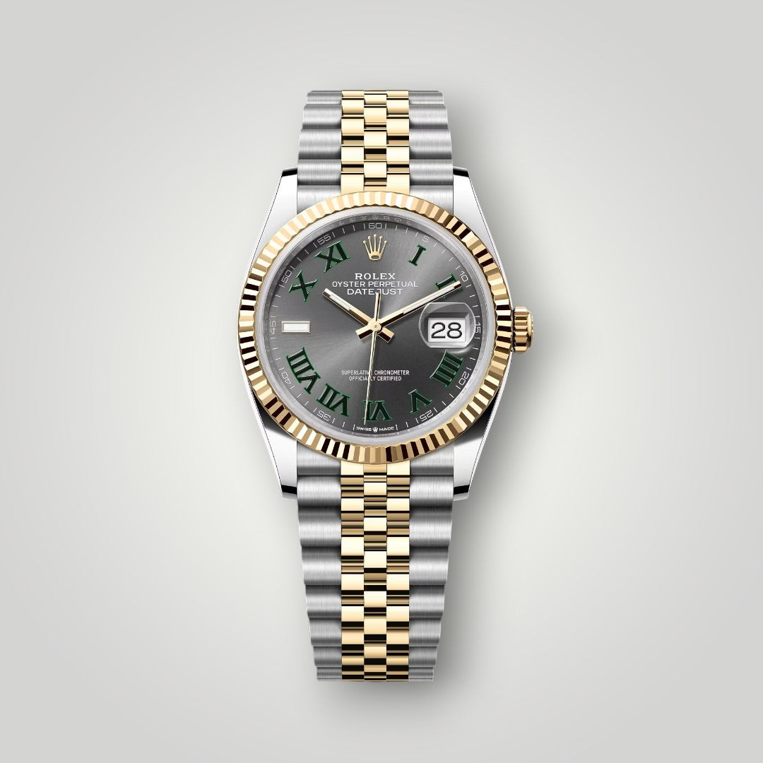 Rolex Datejust Wimbledon 36mm 126233 Steel and Yellow Gold Slate Grey Green Roman Dial Jubilee Bracelet ( 2022 )