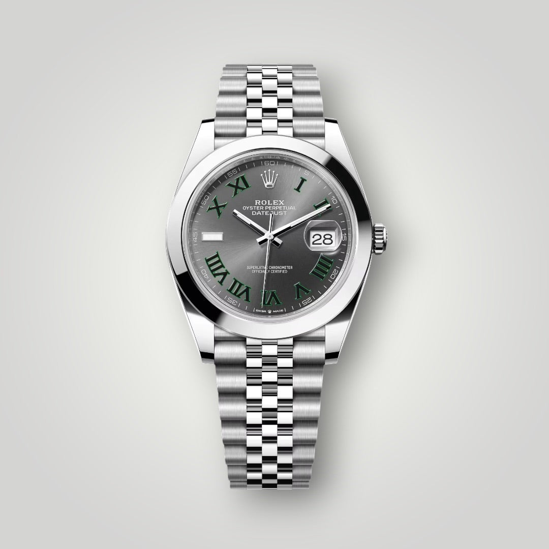 Rolex Datejust Wimbledon 41mm 126300 Slate Grey Green Roman Dial Jubilee Bracelet ( 2025 )