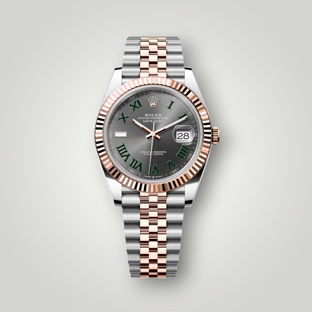 Rolex Datejust Wimbledon 41mm 126331 Steel and Rose Gold Slate Grey Green Roman Dial Jubilee Bracelet ( 2021 )