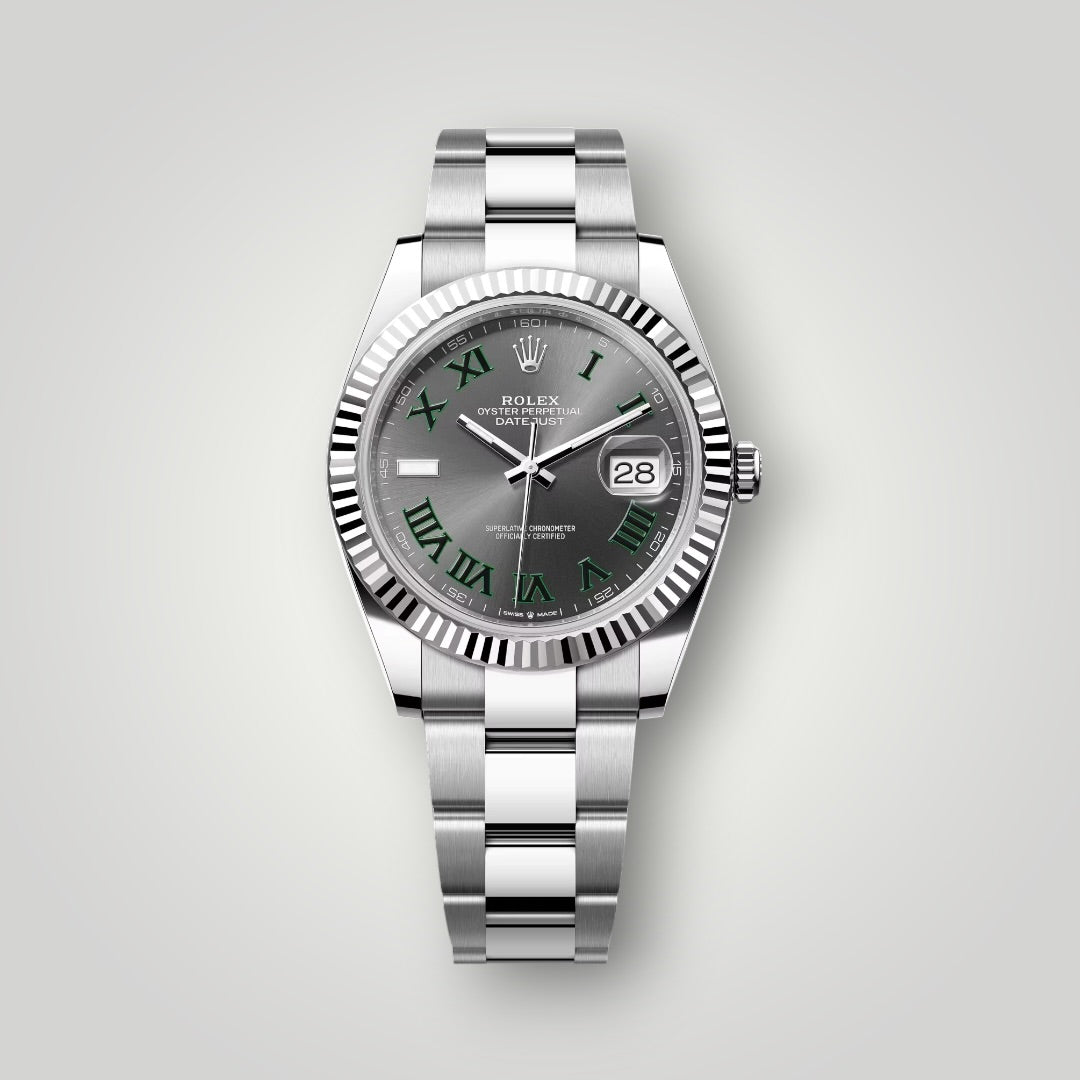 Rolex Datejust Wimbledon 41mm 126334 Slate Grey Green Roman Dial Oyster Bracelet ( 2023 )